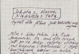 Odręczne notatki Andrzeja Wajdy opisujące film "Czar nocy letniej"