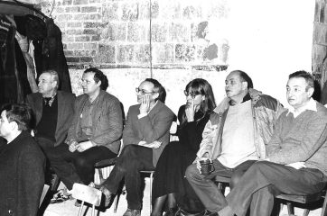 Zebranie Komitetu Obywatelskiego przy Lechu Wałęsie, 18 grudnia 1988 roku. Na zdjęciu od lewej: Andrzej Wajda, Adam Michnik, Jan Lityński, Ewa Kulik, Jacek Kuroń, Marek Edelman.